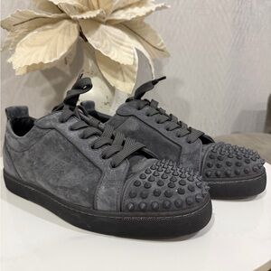 Christian Louboutin Gray Spiked Sneakers